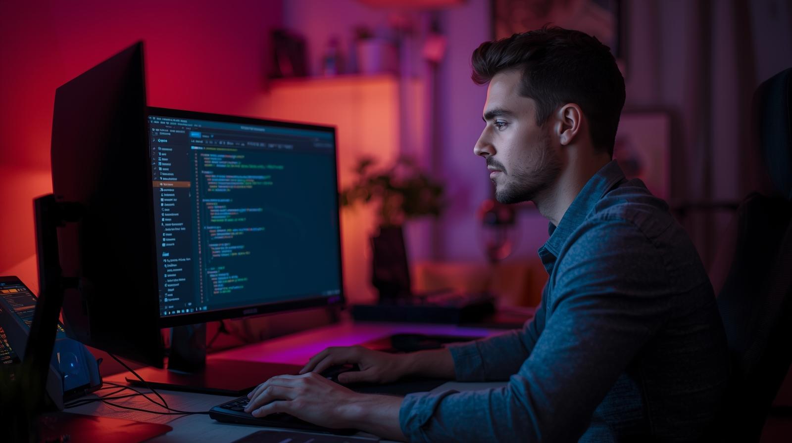 Joseph Designs working at a computer